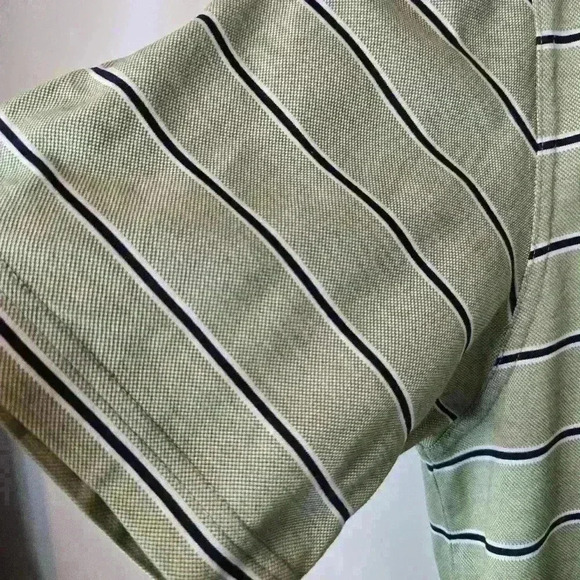 Men's Bobby Jones Golf Polo Size L Green with Navy Blue Stripes - Picture 5 of 8